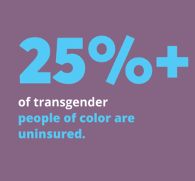 Graphic: More than 25% of of transgender people of color are uninsured.